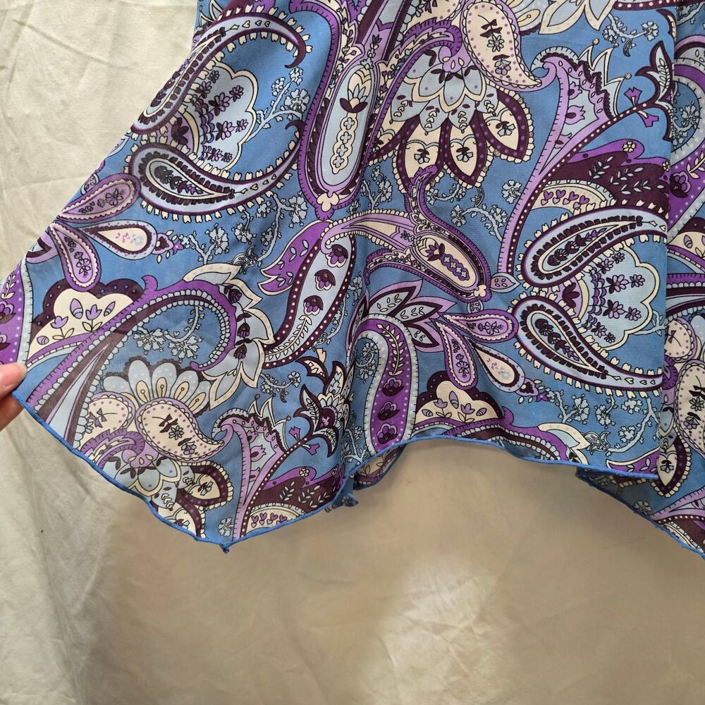 Y2K Limited Too blue purple paisley mini skirt sequin asymmetrical hem size 16.5 - Picture 6 of 13